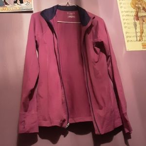 Purple jacket with thumb holes.